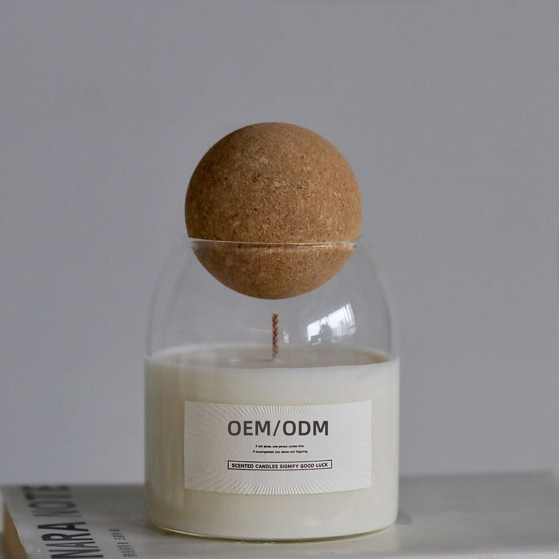 Fashion Home Decoration Empty Glass Candle Holder With Round Ball Cork Lid Making Glass Jar Customized Color