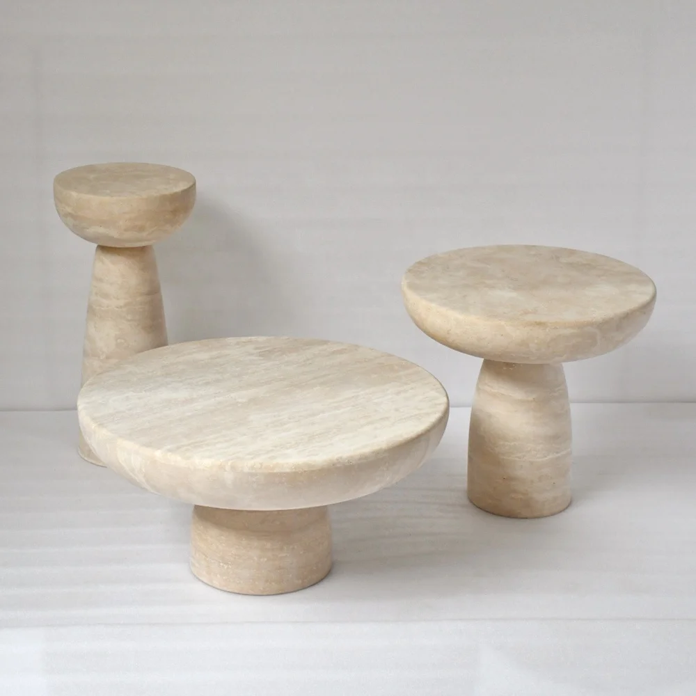 OEM ODM customized Modern natural stone marble living room hotel furniture lobby travertine table set deco luxury coffee table