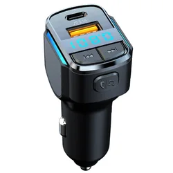 Blue Light Usb Type C Fast Charging Wireless Handsfree Bt Car Kit Fm Transmitter Usb C Car Mp3 Player