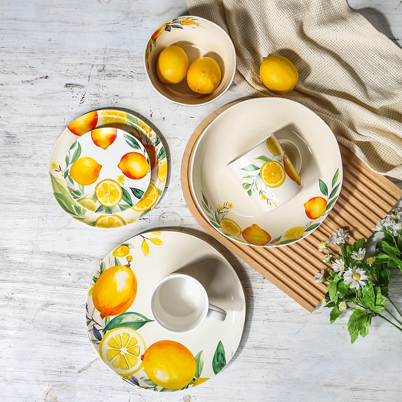 Creative decal restaurant hotel tableware wedding serving bowls plates sets dinnerware ceramic dinnerware sets