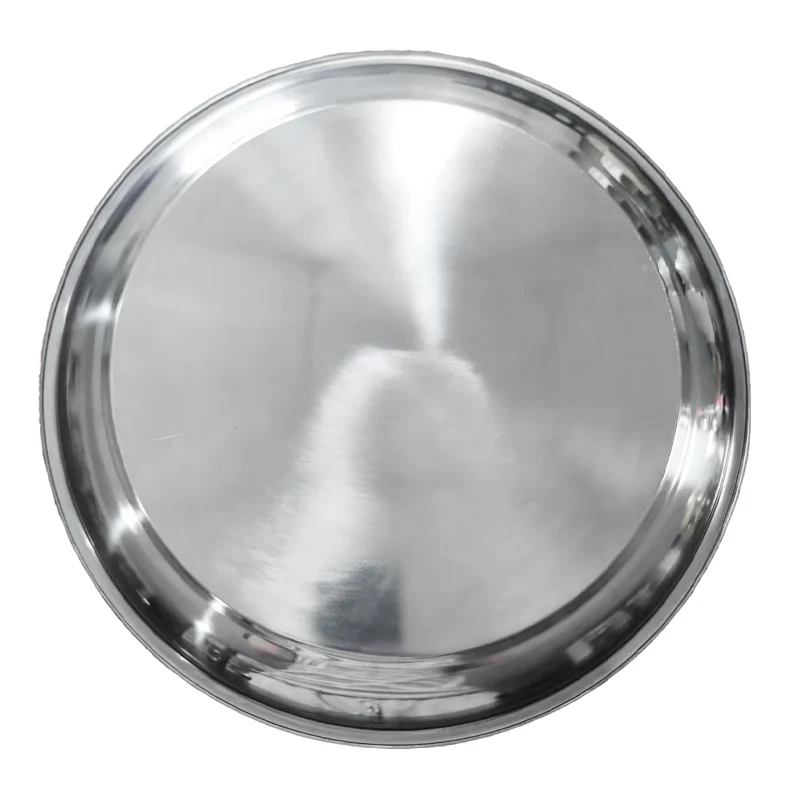 Wholesale Stainless Steel Round Fruit Plate Metal Sliver Plate Barbecue Plate Steel Food Serving Trays