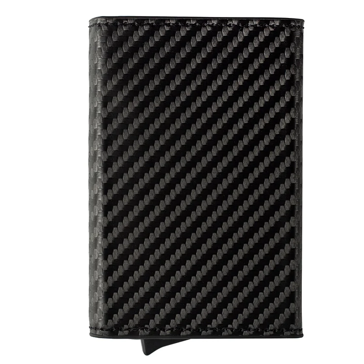 RFID blocking metal slim mens pu leather custom wallet case leather ID card holder