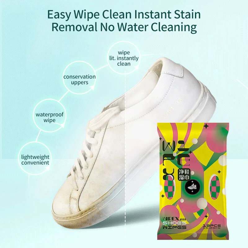 High Quality Custom Logo 12PCS Mini Wet Tissue Pocket Wipes Organic Shoe Shine Sneaker Wipes