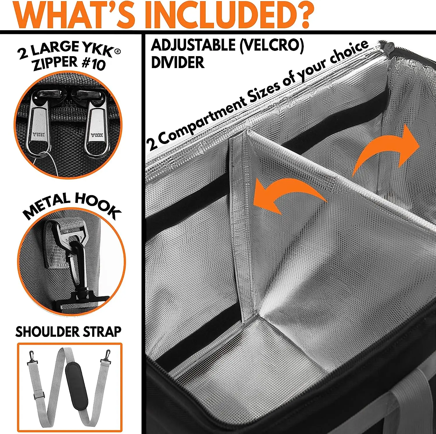 Large Premium Insulated Commercial Catering Delivery Bag for Hot and Cold Thermal Food transport with YKK zipper Takeaway Food b