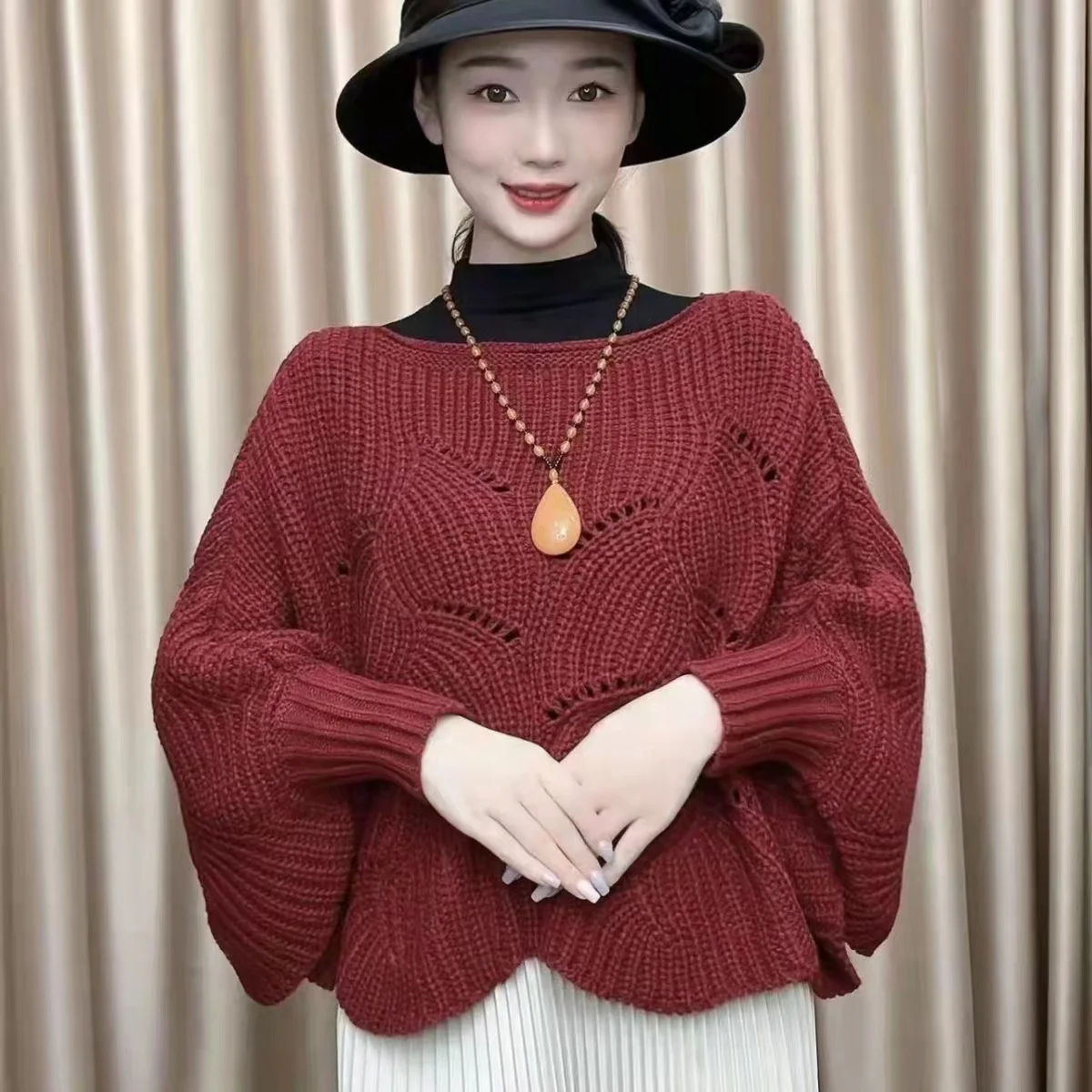 Spring Fall Batwing Off The Shoulder Sweater Women Korean Style Crochet Sexy Crop Top Knitted Women Poncho Sweater For Ladies