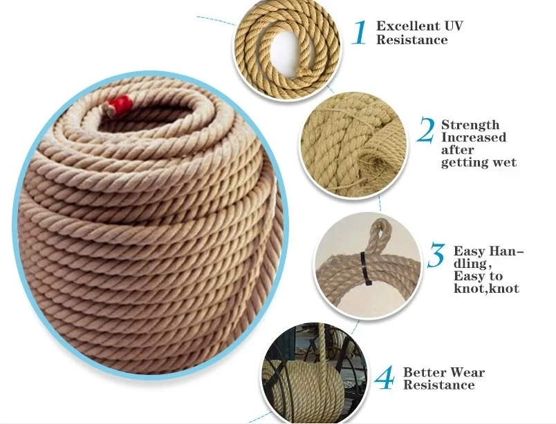 Wholesale twisted natural manila sisal hemp rope for mooring and fishing