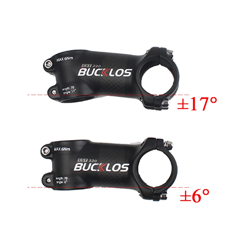 BUCKLOS Bike Stem 60/70/80/90/100/110/120mm Bicycle Stems 6/17 Degree Carbon Stem MTB 31.8mm Cycling parts