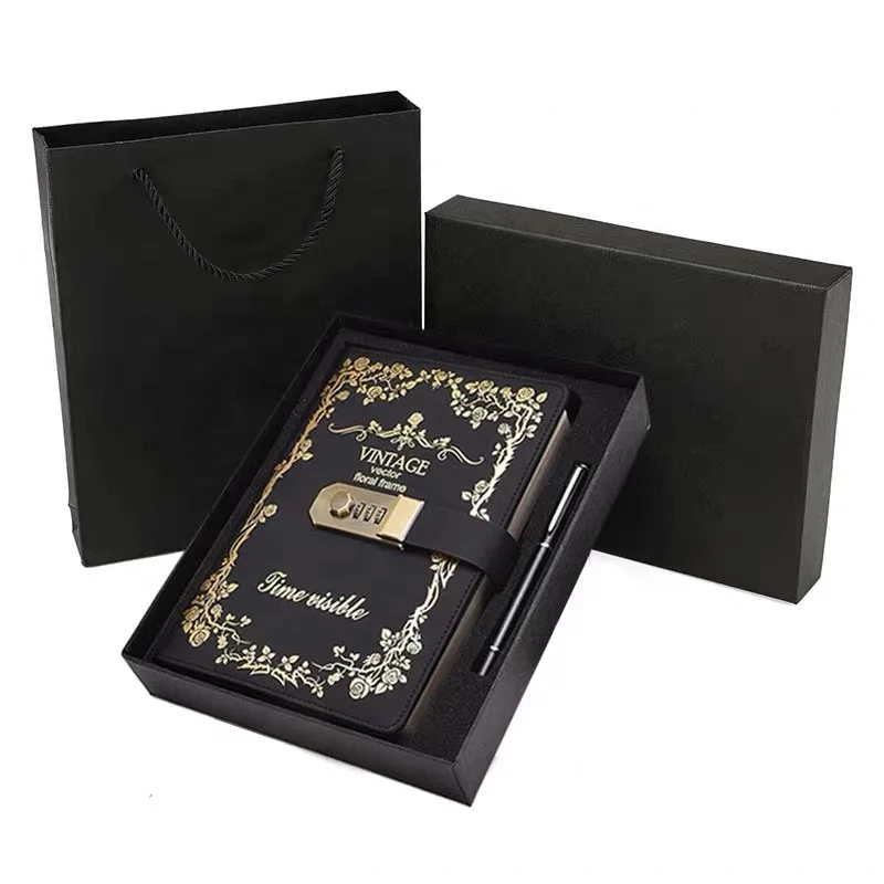 Retro Password Book Lock Diary Thickened Creative Account Book Student Notepad Stationery Notebook