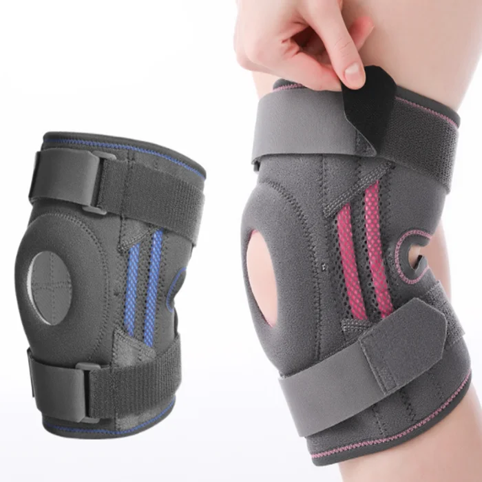 Sports Hiking Training Playing Riding Skiing Protect Hinged Knee Brace with Cross Straps