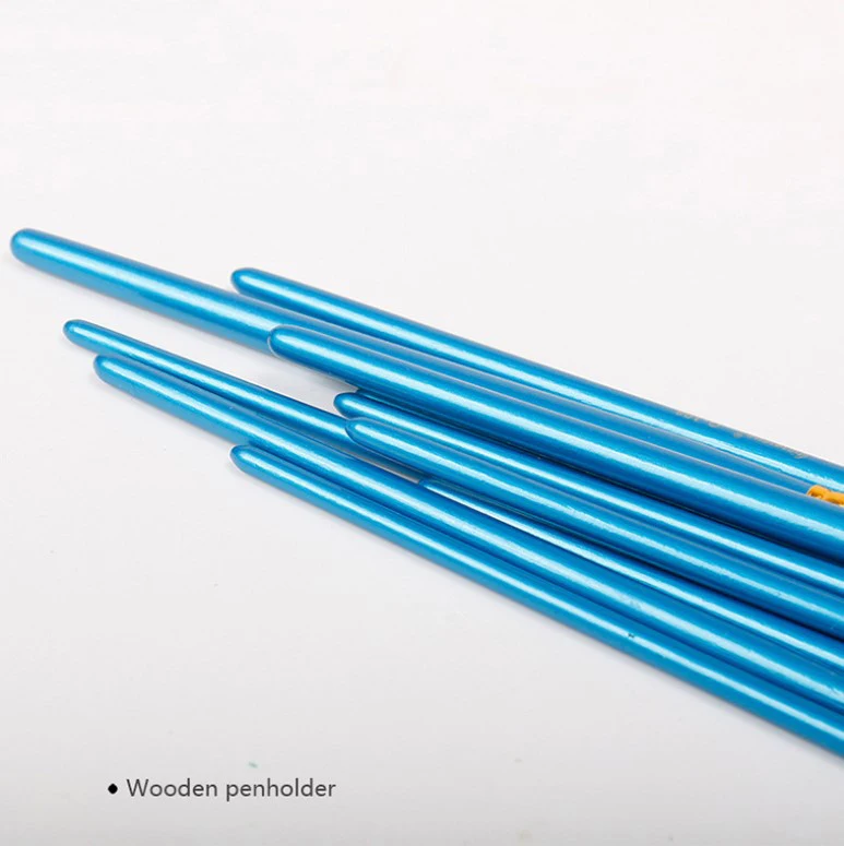 10pcs oil painting gouache watercolor acrylic hook thread nylon hair long rod brush set