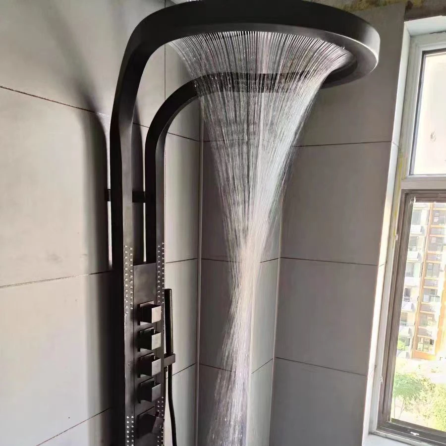 Oolife Banos черный серебристый Многофункциональный Rainfalll клавиши для горячего и холодного разбрызгивателя Массажная Душевая насадка Набор системная панель