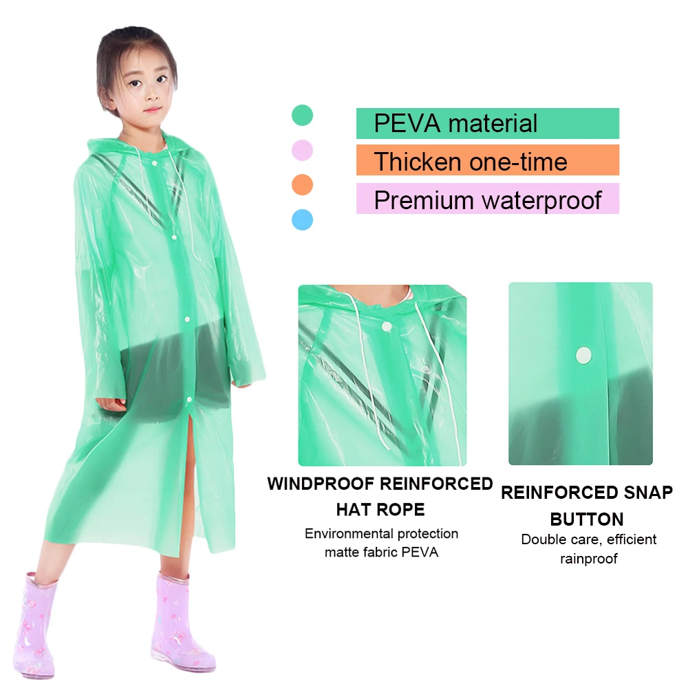 Ovida hoodie one time travel place poncho emergency premium raincoat PEVA disposable ponchos for kids
