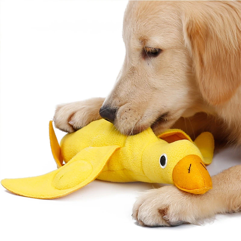 Pet Chew Toys Training Play Sniffing Pet Stuffed Toys Squeaky Big Yellow Duck Plush Toys