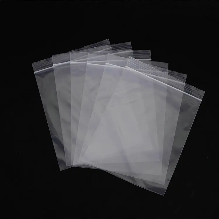 Transparent plastic reclosable zip poly bags with resealable lock seal zipper grip Self sealing bags