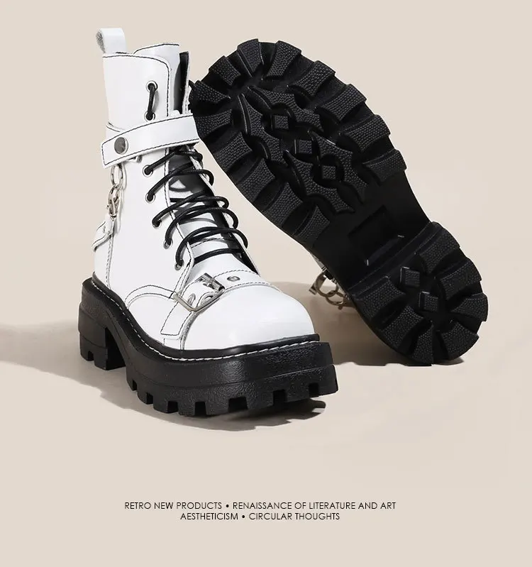 PDEP 2022 chunky platform boots women shoes lace up with zipper luxury designer motorcycle martin boots for women