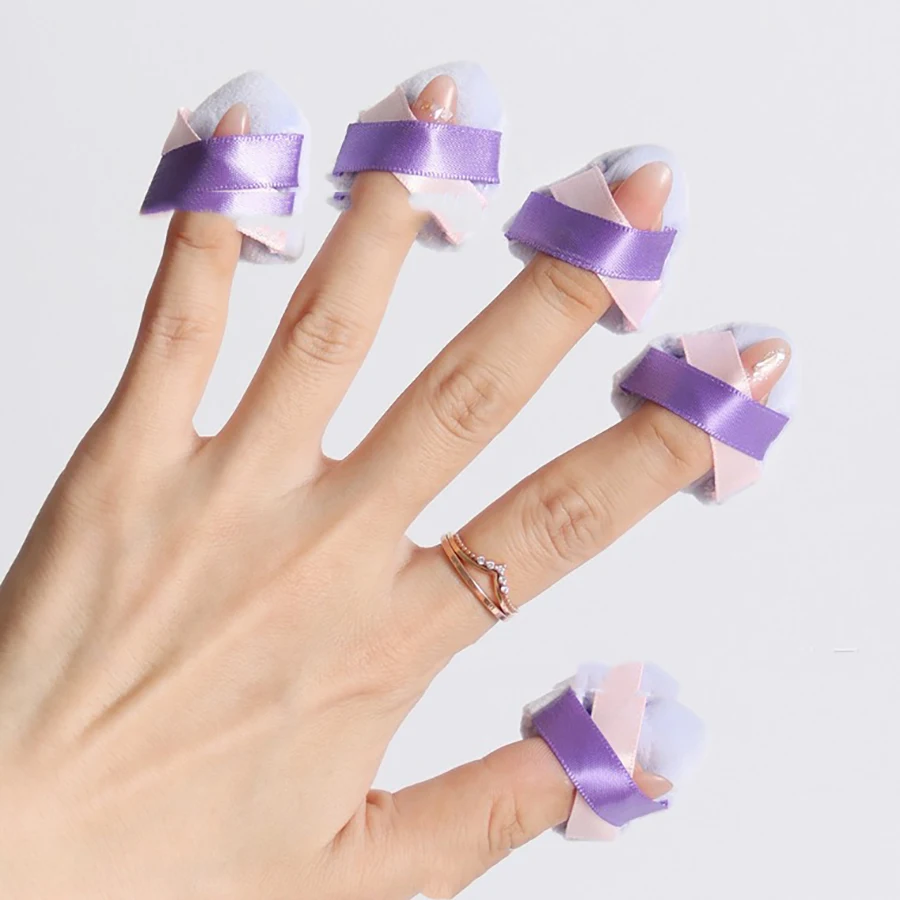 Wholesale Customized Pink Velvet Makeup Setting Thick Puffs Luxury Cosmetic Pocket Finger Powder Puff