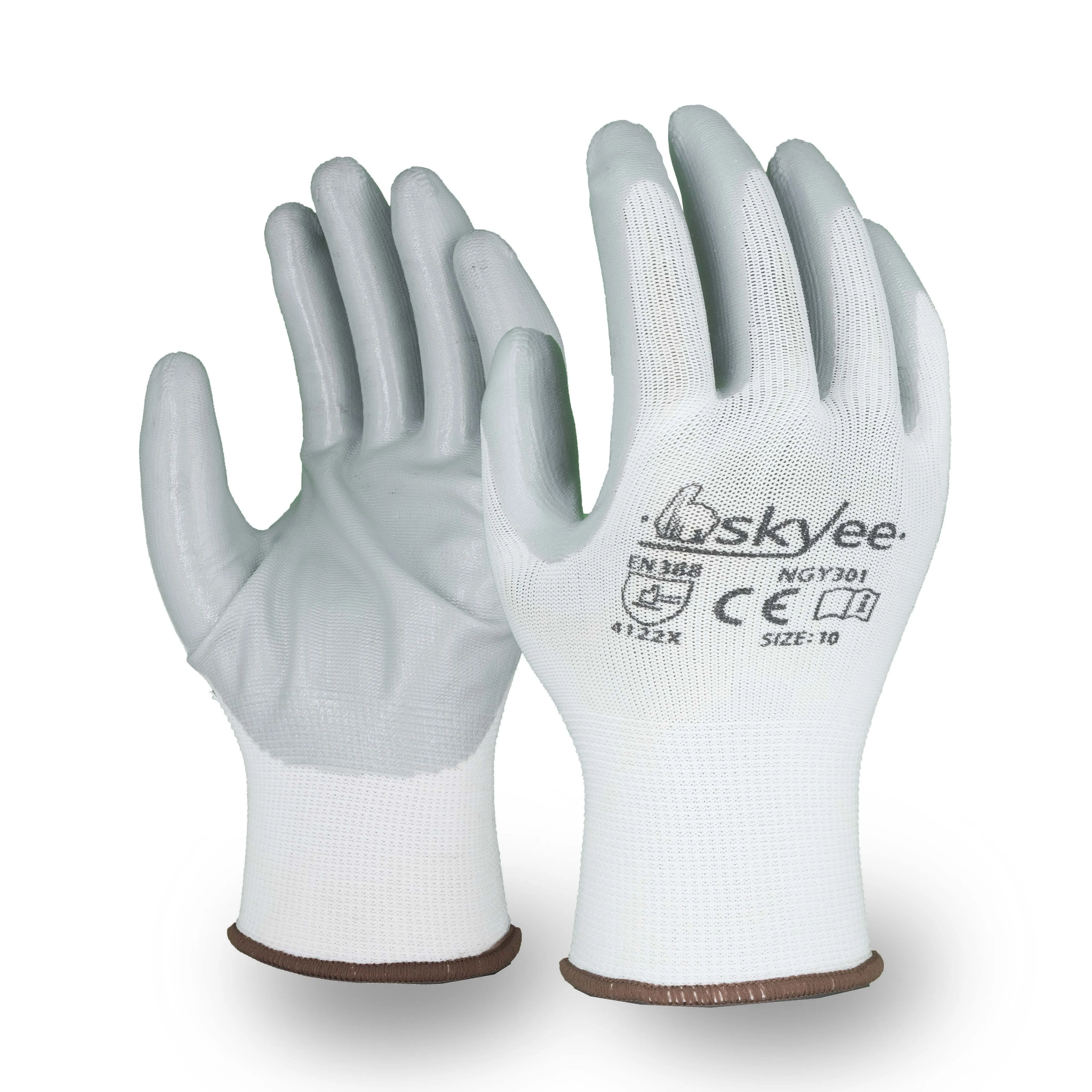 SKYEE Nitrile Coated Nylon Seamless Knit Anti Cut Breathable Warehouse Safety Work Gardening Gloves With Grip for Men & Women