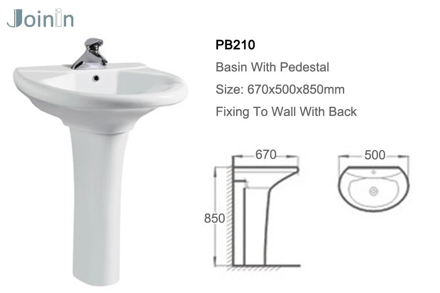 JOININ chaozhou Sanitary Ware Ceramic Hand wash Pedestal Basin From Chaozhou (PB210)
