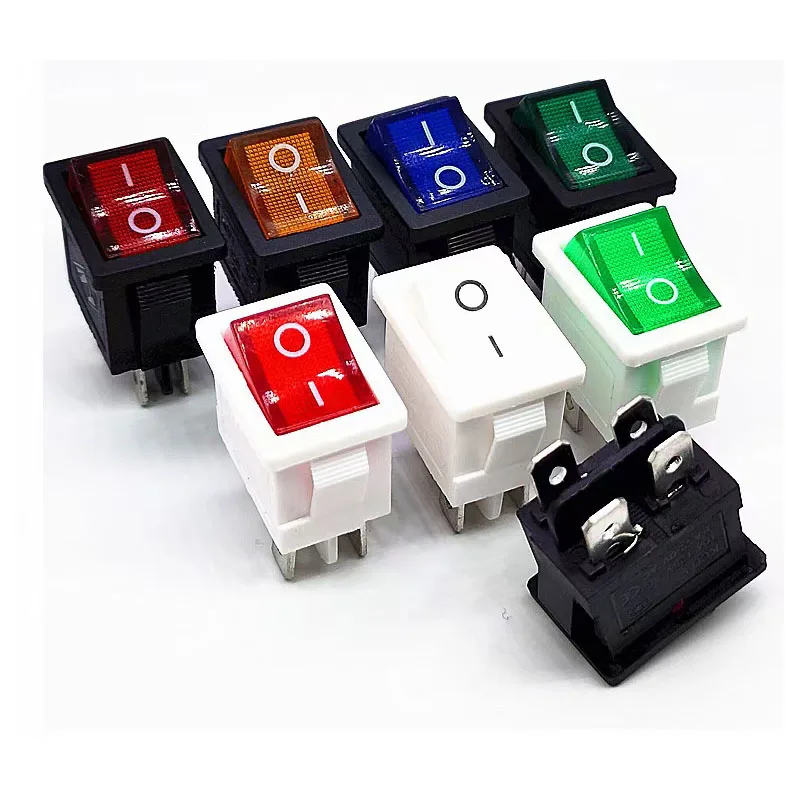 KCD1-201N red light illuminated rocker switch,4 pins 250V boat switch 4 Pin ON OFF Rocker Switch With RED Button
