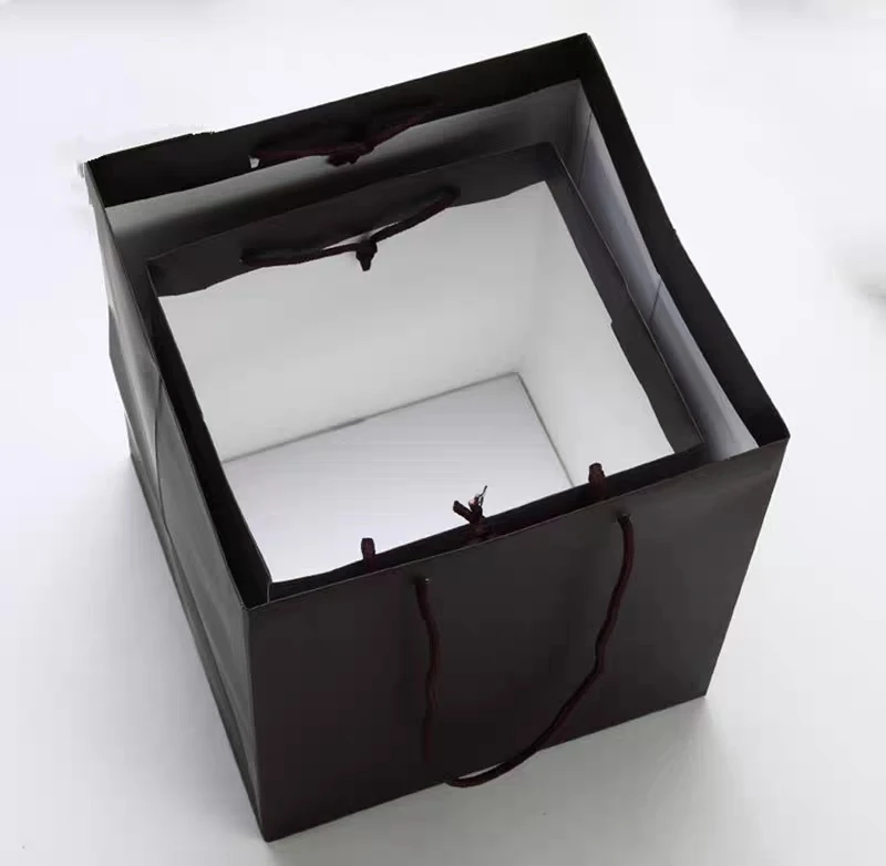 Wholesale Production Of Universal Cardstock Square Wide Bottom Portable Add Logo Paper Bag Large Bouquet Cake Baking Gift Bags