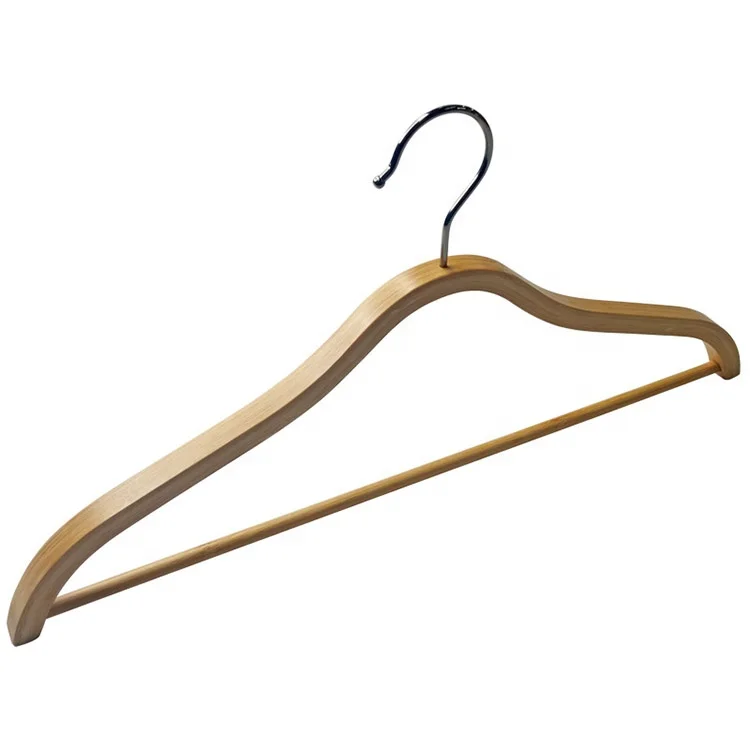 Towel Coat Wooden Frame Hanger, Wide Non Slip Slim Bamboo Hangers For Clothes