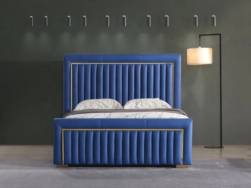 Customized high quality luxury bed king double size bedroom furniture soft upholstered bed designs for home