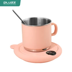 Cute Pink Electric Charging Cup Warmer Coffee Cup with Automatic Heating Pad  for Home Office Desk