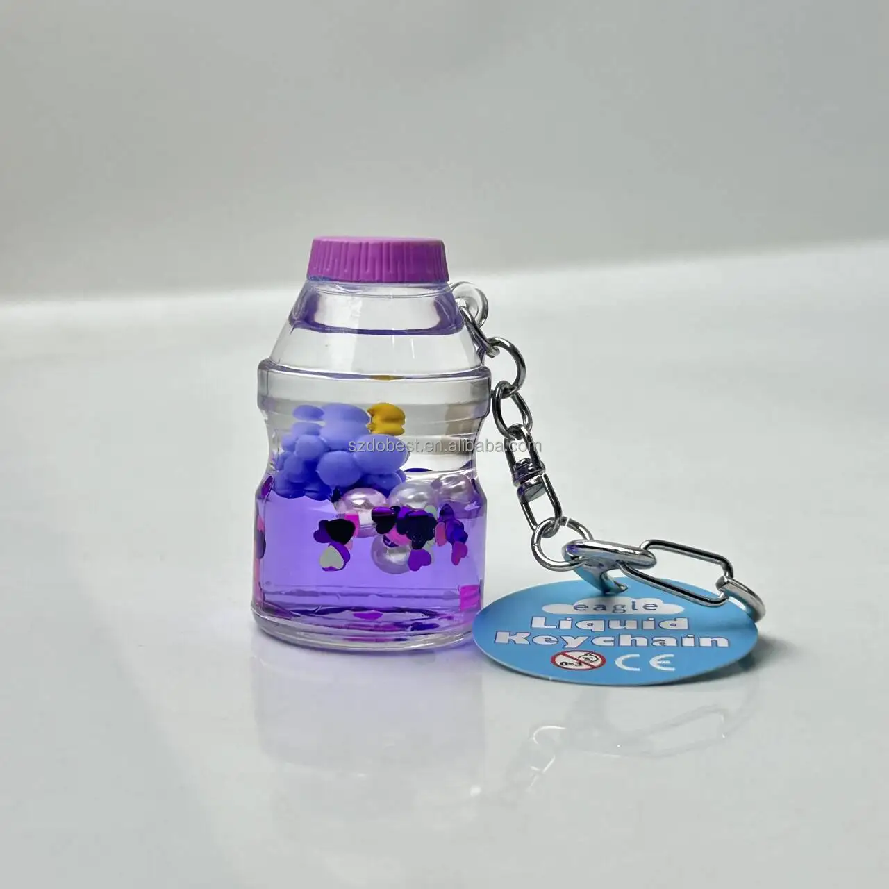 Charming Custom Floating Resin Tiger Keychain with Grape Design