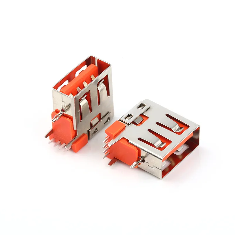 Orange 4pin Side Insert 3A 5A DIP PCB Large Current Data Charge Plug Socket Female USB A Connector 2.0