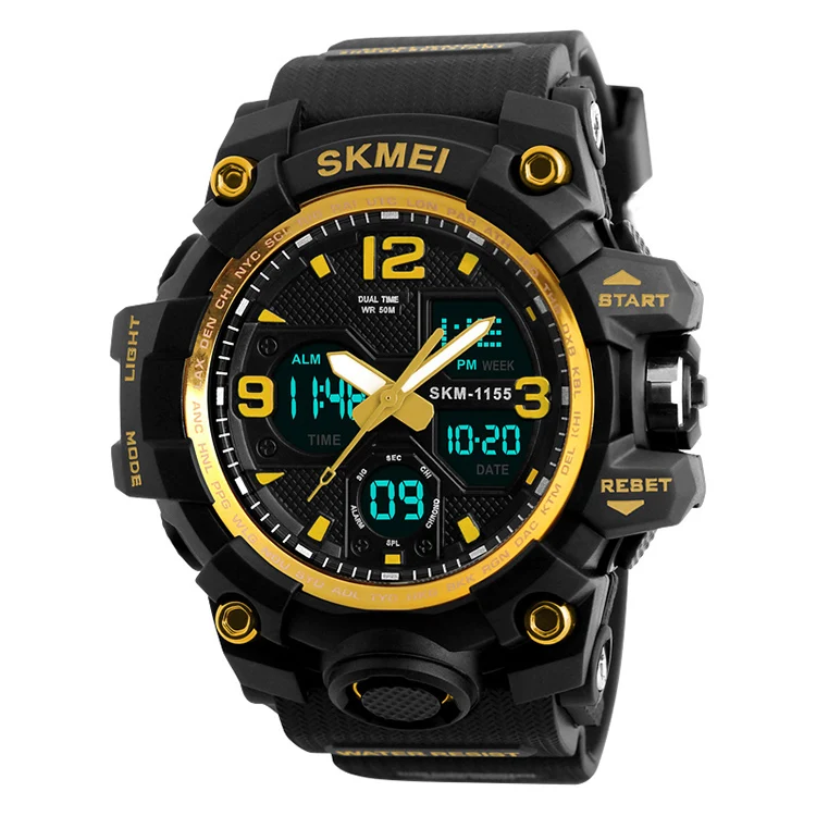 hot selling SKMEI 1155B dual time sport watch analog digital watches for men