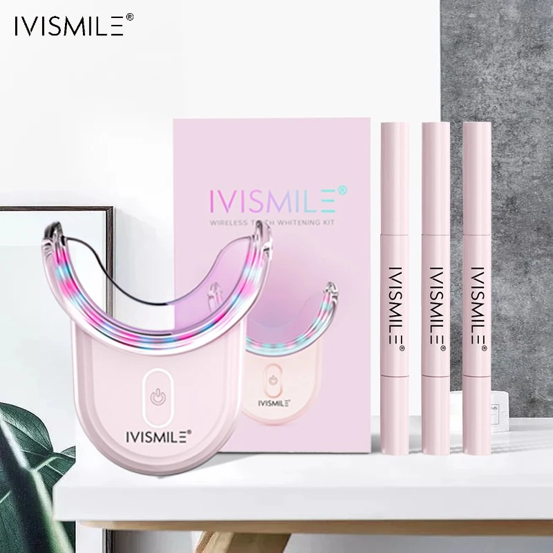 2024 IVISMILE Oral Fresh Mint Sensitivity Free CP HP Teeth Whitening Kit With 32 LED Whitening Blue Light OEM ODM