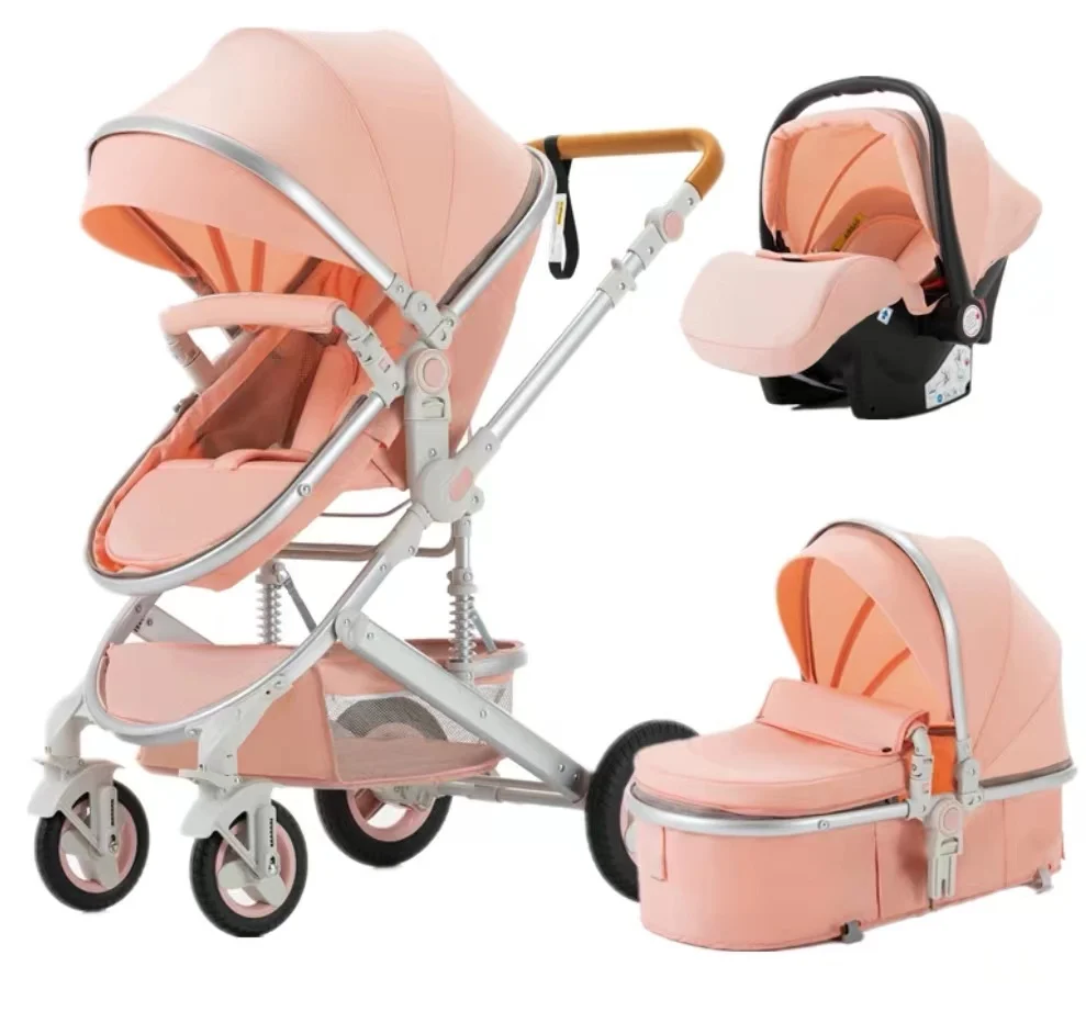 Portable Sit-down Stroller Folding Bidirectional High Landscape Cushioned Four Season Stroller Wholesale