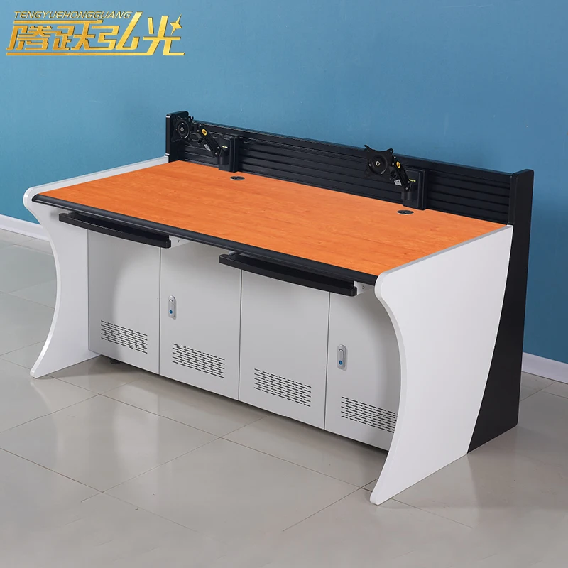 Two workstation Y-type command center control console monitoring desk Conference room office furniture monitoring computer desk