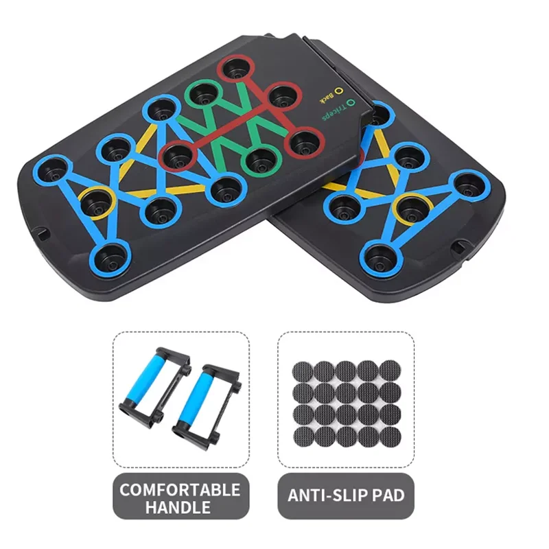 Factory Cheap ABS folding 14 in 1 push up board with resistance bands