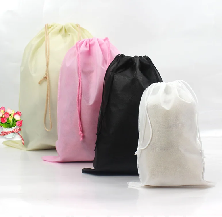 2019 Cheap Eco-friendly 70g Dust Shopping String Bags Drawstring Bag for Shoe Nonwoven Polypropylene Pp Non Woven Fabric 100 DOT