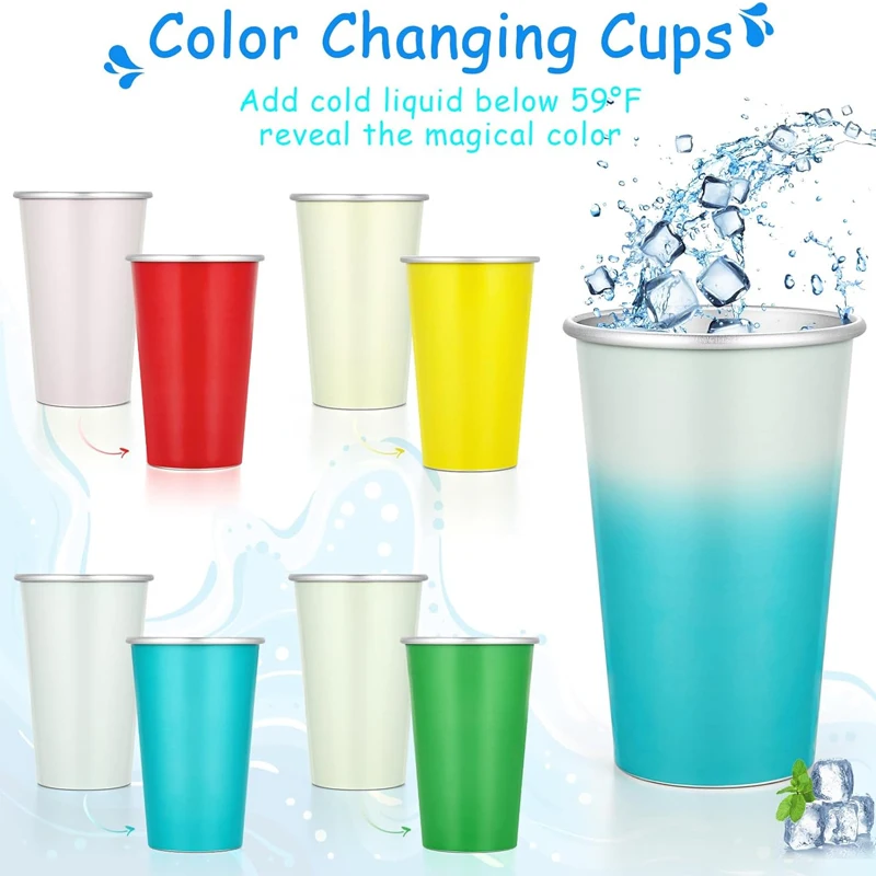 Promotional Custom Color Changing Disposable Reusable Stainless Steel Aluminum Drinking Cup Beer Cup For Party Restaurant