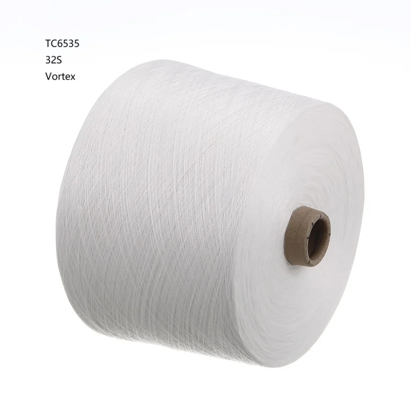 65Polyester 35Cotton 32/1 Vortex Yarn PC 65/35 Polyester Cotton Blended Yarn For Knitting
