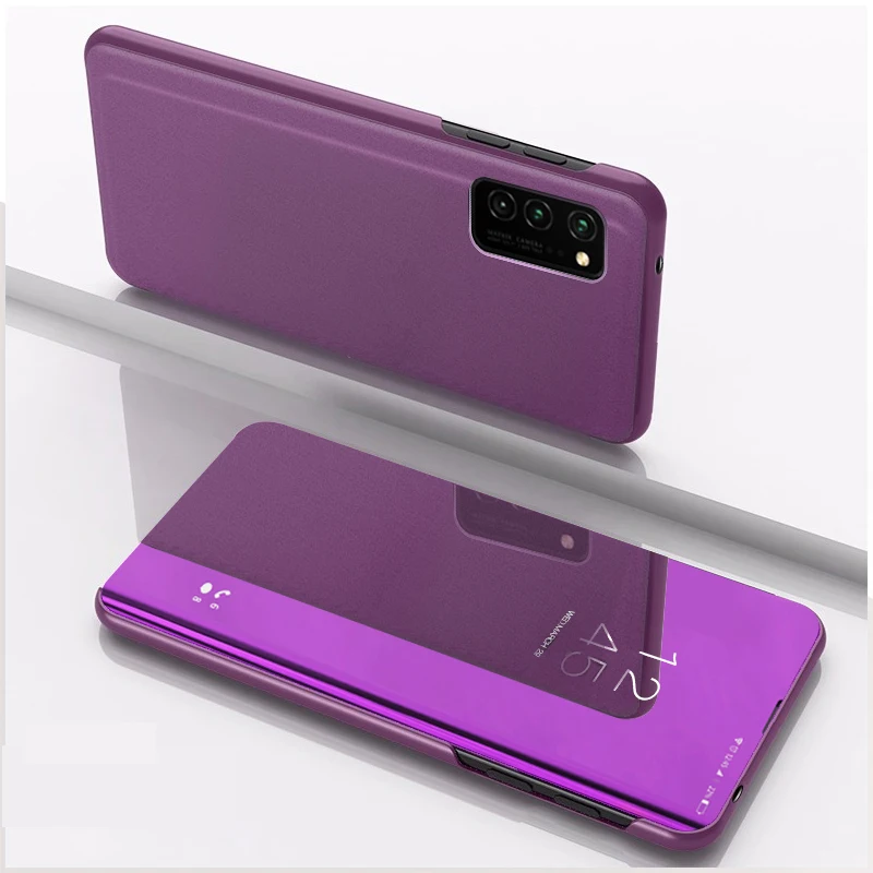 Прозрачный чехол-книжка с подставкой для Samsung Galaxy S20 умный зеркальный защитный чехол гальваническим покрытием