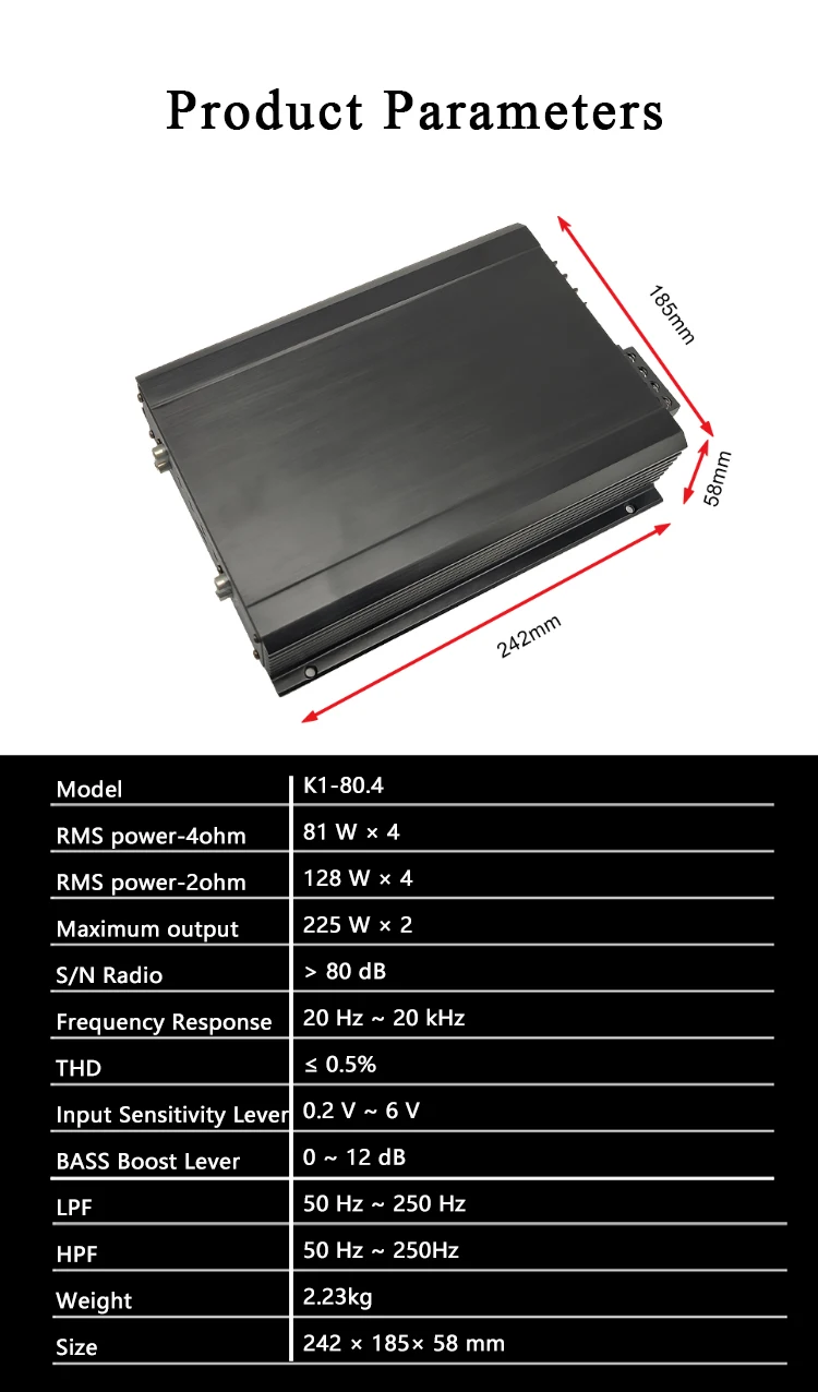korea 12V 80W car power audio amplifier class d mono mini sound digital monoblock car amplifier