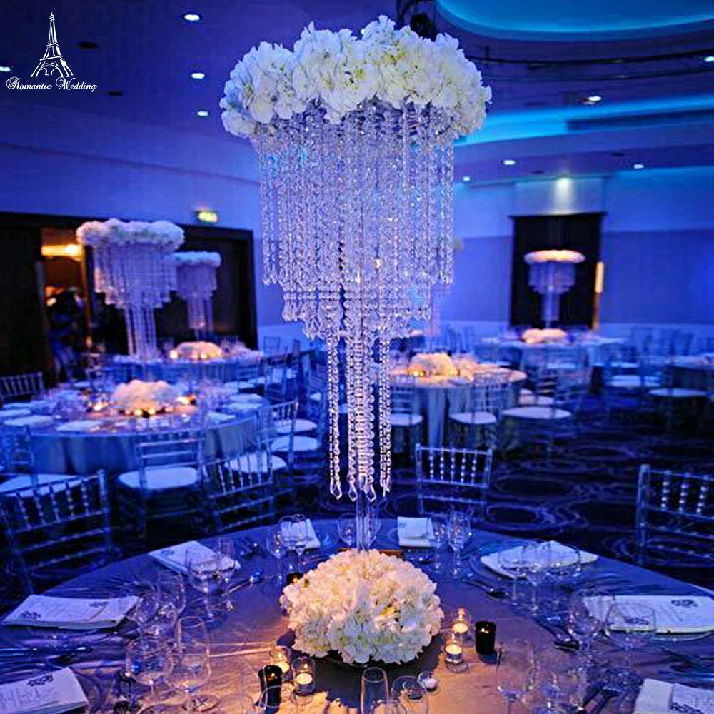 Factory Wholesale Tall Gold Acrylic Crystal Chandelier Wedding Centerpieces