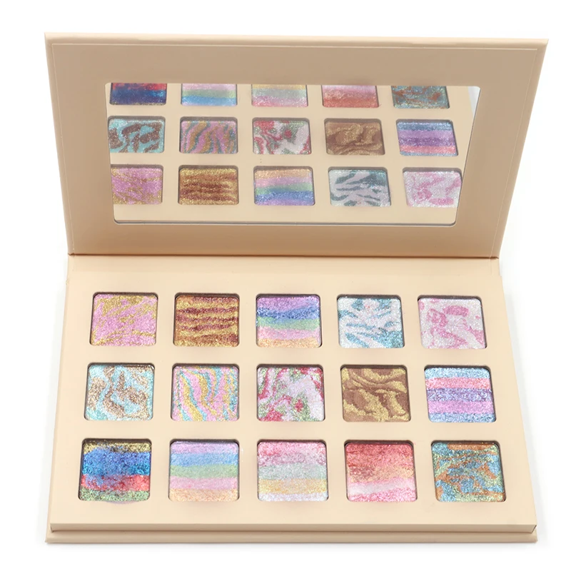 New Trending 15 Color Cosmetics Eye Shadow Multicolor Shimmer Glitter Marble Eyeshadow Palette For Eye Makeup