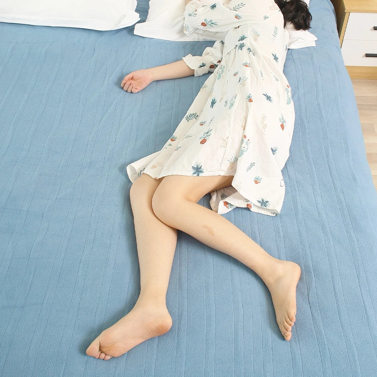 Electric Heated Throw Over Blanket Winter Heater King Queen Twin Full Size Dual Single Controller Blue Polar Fleece Bed Blanket