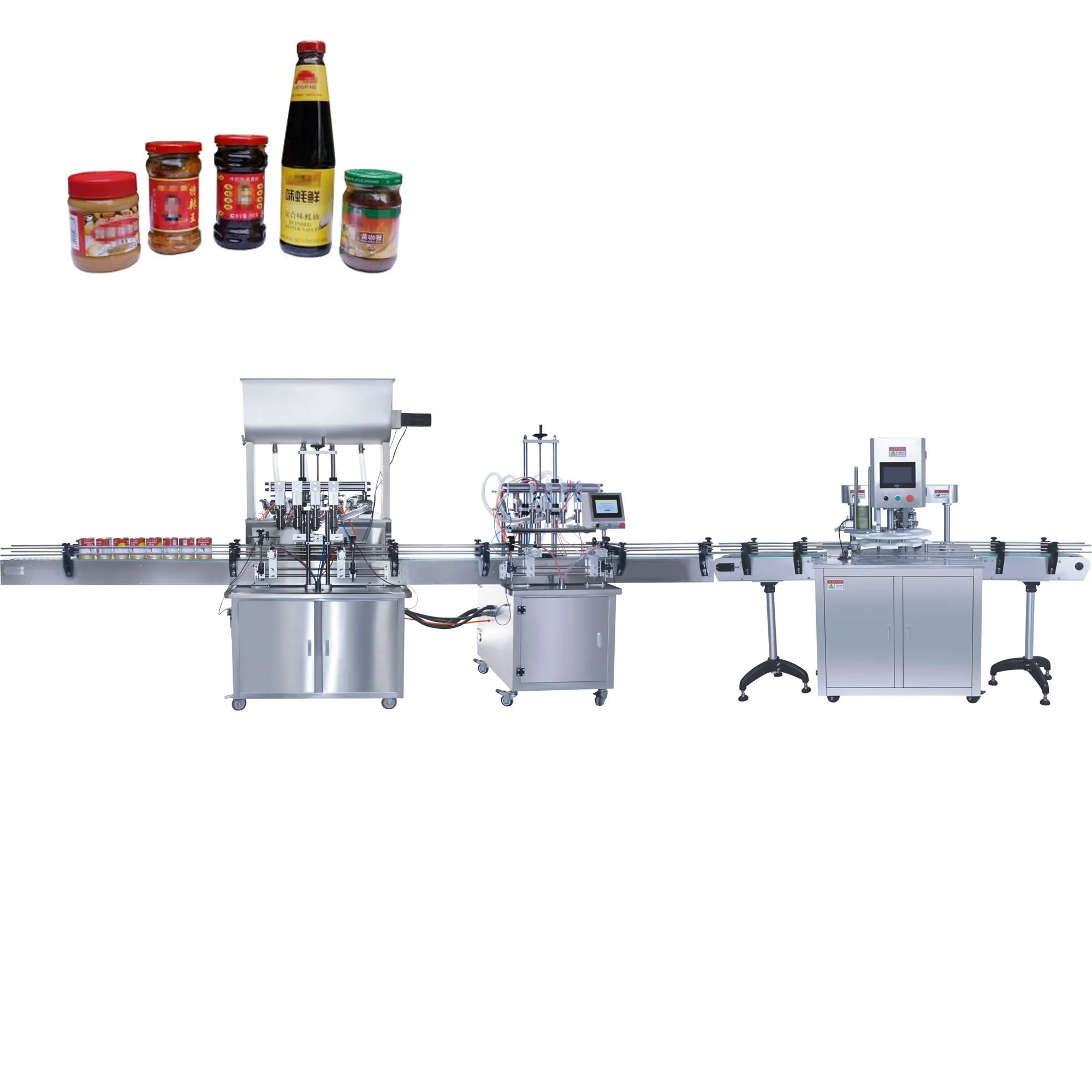 Automatic Glass Plastic Jar Paste Jam Ketchup Pizza  Tomato Spaghetti Chili Hot Sauce Bottle Liquid Filling Machine Line