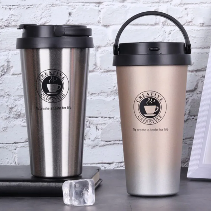 Изготовленные на заказ Многоразовые Путешествия Тепловой Tazas де кафе теплее с двойными стенками из нержавеющей стали кружки для кофе ручкой