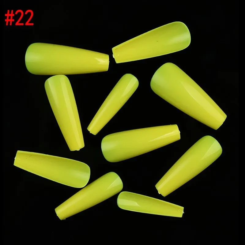 20 pieces of bag wish hot sale long extended fake nails solid color ballet coffin nail Coffin Fake Nail