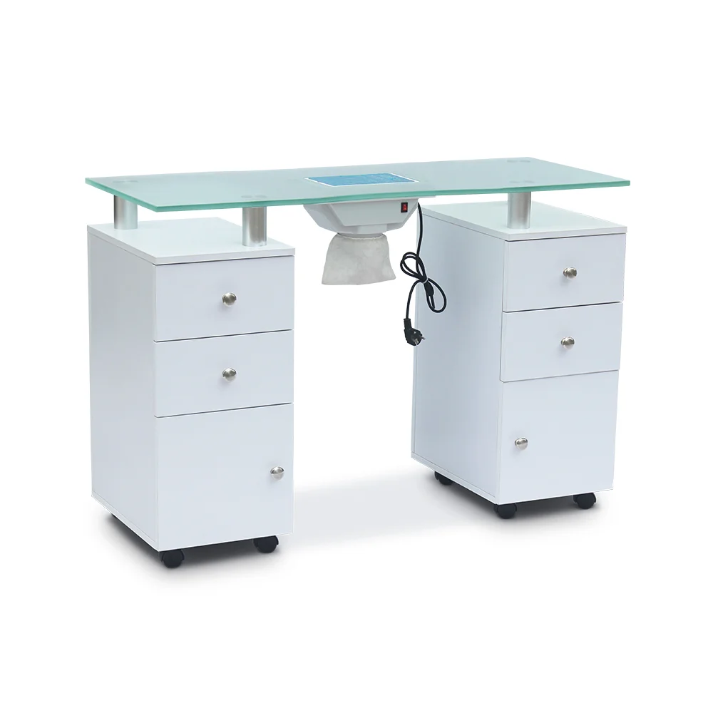 original factory cheap Modern white manicure table used nail salon furniture with light and dust collector