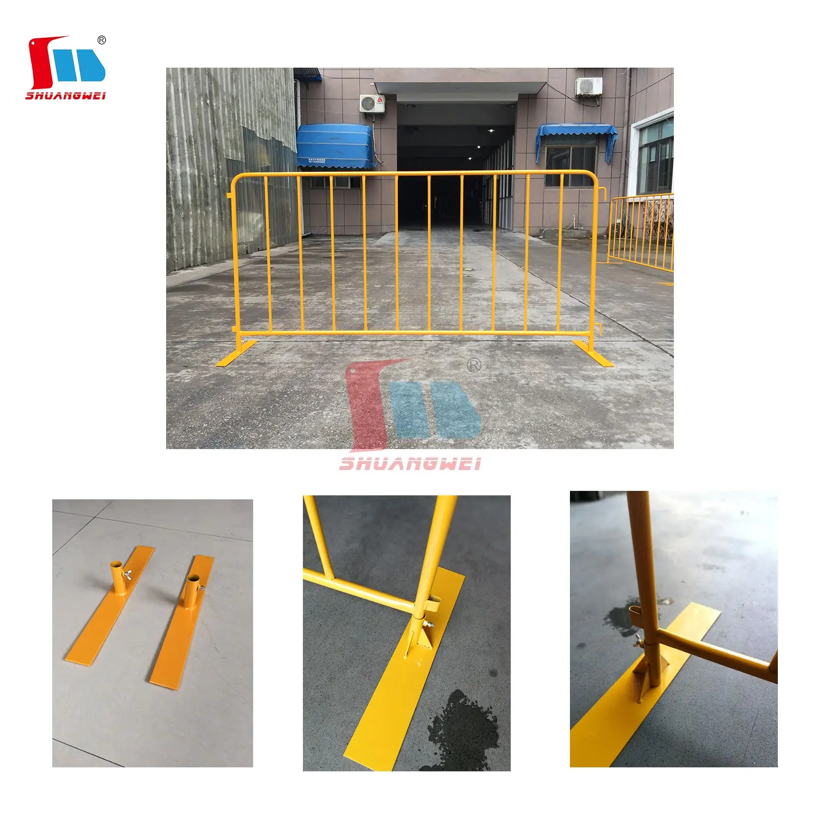 3.6*7.2ft Customize Outdoor Stand Queue Steel Pedestrian Wall Barricades Barrier Traffic Control Yellow Crowd Control Barrier
