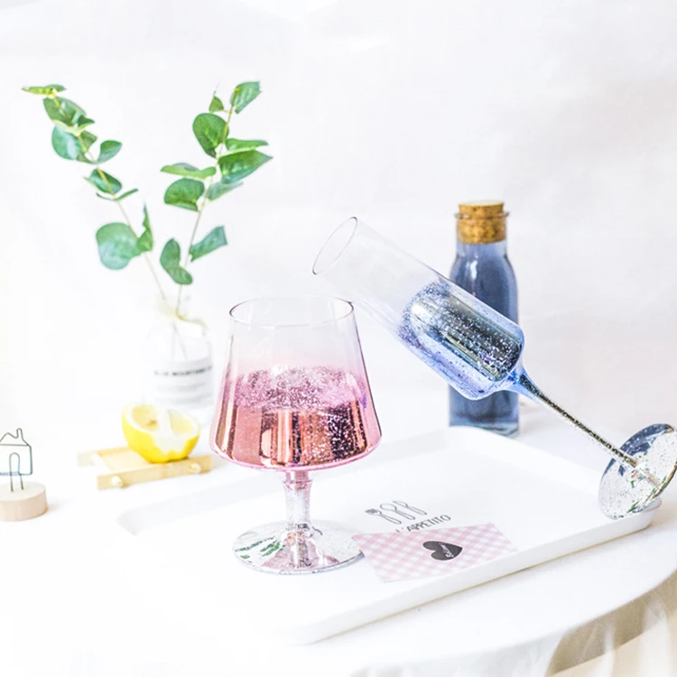 SYL colorful goblets creative starry sky crystal champagne flutes wedding wine glasses decoration party gift cocktail glass