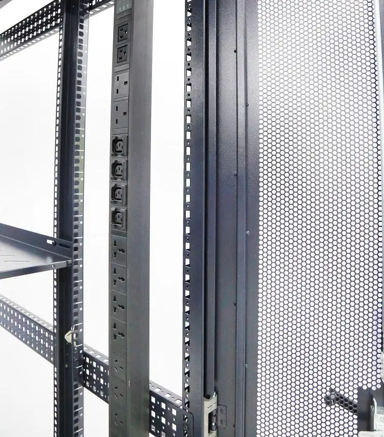 Network Server Cabinet Rack Enclosure Mesh Door Lock Vertical Rail 42u Floor Standing Cabinet