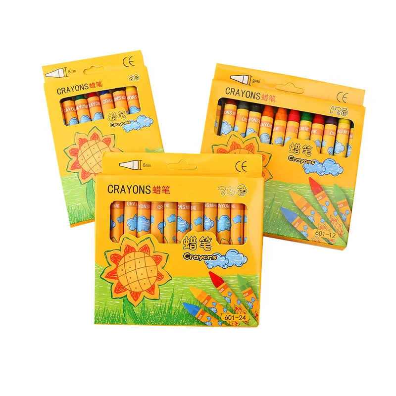 Bulk non toxic 0.8cm small 8 colors pack wax crayons for kids